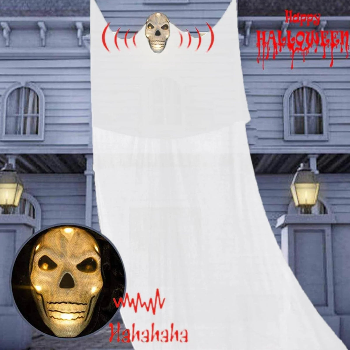 LED horror ghost yarn large hanging ghost light Halloween decoration