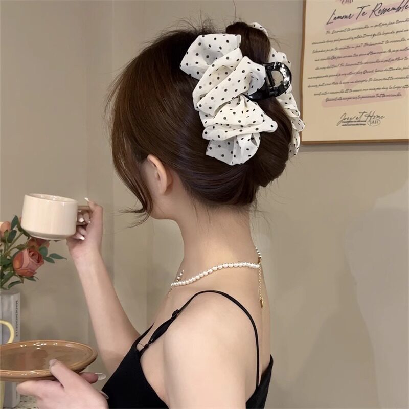 Chiffon Polka Dot Hair Clip Accessory