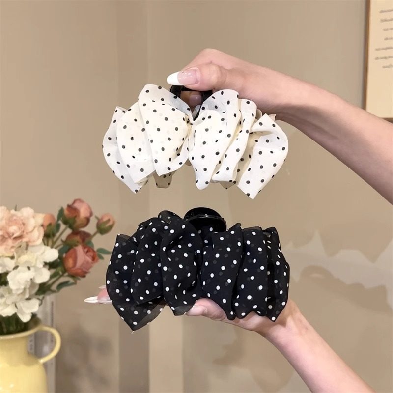 Chiffon Polka Dot Hair Clip Accessory