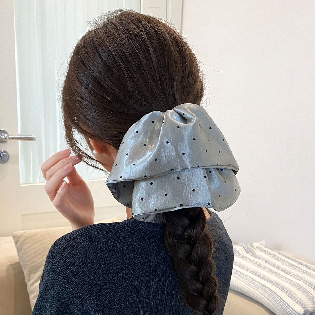 Polka Dot Bow Hair Clip Handmade Accessory