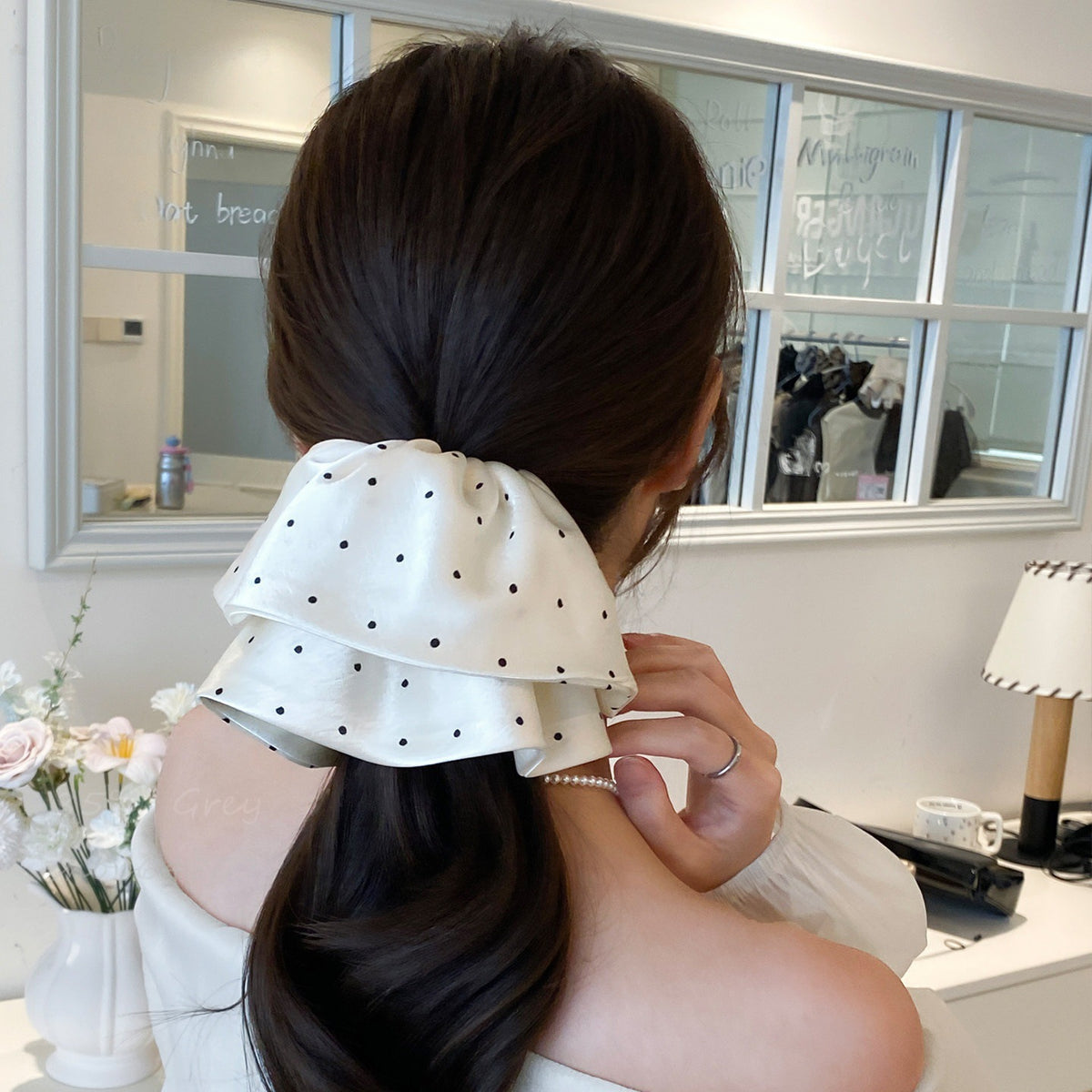 Polka Dot Bow Hair Clip Handmade Accessory